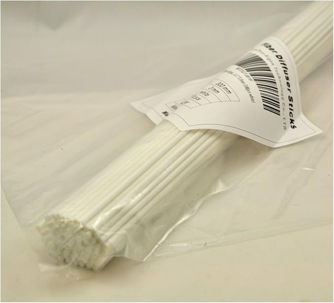 100 Pieces Fiber Reed Diffuser Replacement Refill Sticks (10" x 3mm, White)