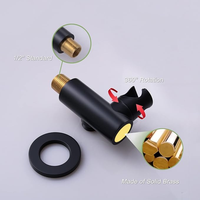 Matte Black Shower Wand 2 In 1 Fuction Hand Held Shower Head High Flow 7 Inch Brass Shower Head High Pressure Handheld Shower Head Sprayer with 59 Inch Hose and Bracket