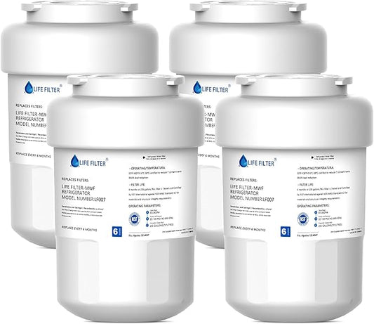 Lifefilter Replacement for MWF Refrigerator Water Filters, MWFP, HDX FMG-1, MWFA, GWF, GSE25GSHECSS, WFC1201, RWF1060, 197D6321P006, 9991, PC75009, 4 Pack