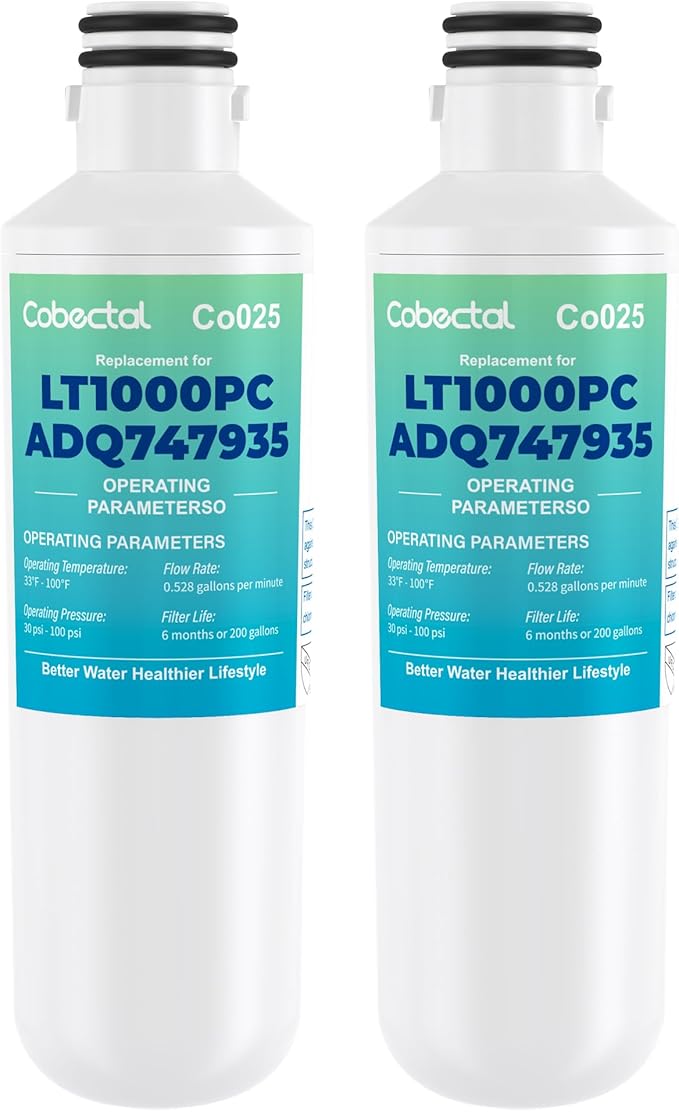 ADQ747935 Water Filter Replacement for LG LT1000P/PC/PCS ADQ74793501 ADQ74793502 MDJ64844601 LMXS28626S LRFLC2706S LFXS26973S LT-1000PC LFXC22526S LHFS28XBS LHFS28XBS Water Filter | 2pack | Cobectal
