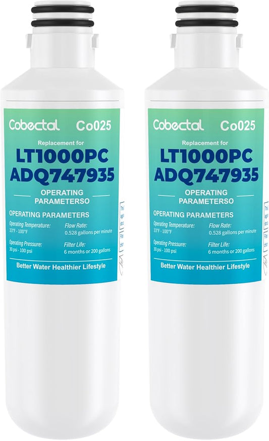 ADQ747935 Water Filter Replacement for LG LT1000P/PC/PCS ADQ74793501 ADQ74793502 MDJ64844601 LMXS28626S LRFLC2706S LFXS26973S LT-1000PC LFXC22526S LHFS28XBS LHFS28XBS Water Filter | 2pack | Cobectal