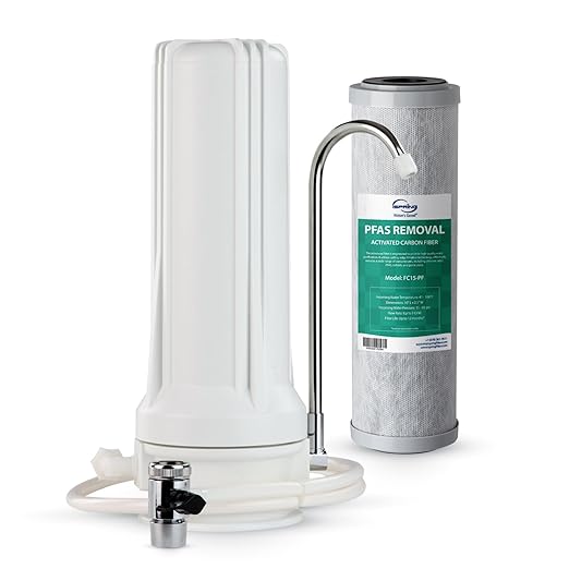 iSpring CKC1-PF 2.5" x 10" Countertop Water Filter, SGS-Tested Filter, Reduces PFAS, Chlorine, Odors - Easy Installation, Fits Most Faucets, Up to 12 Months, White (1 Filter Included)