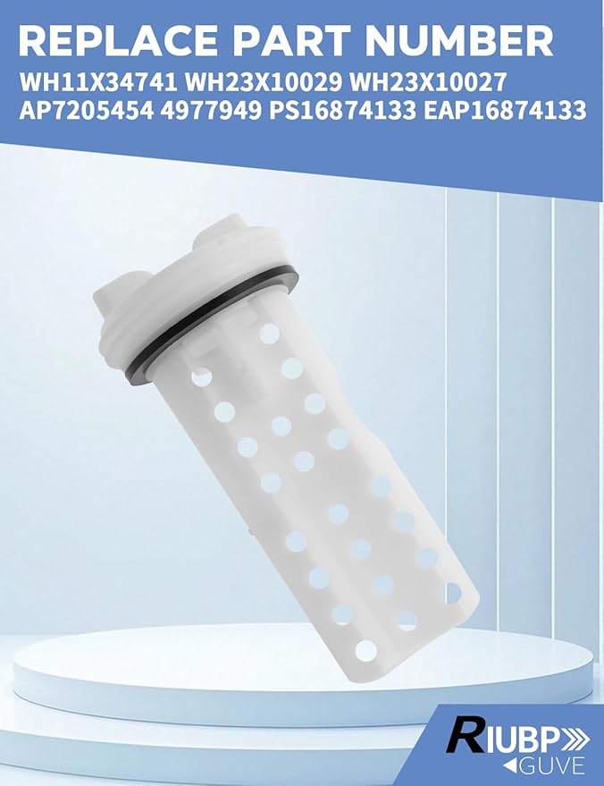 Washing Machine Drain Pump Filter Fit for WBVH5100H0WW、WBVH5100H1WW、WBVH6240F0GG、WBVH6240F0WW Etc Replace WH11X34741 WH23X10029 WH23X10027 AP7205454 4977949 PS16874133 EAP16874133