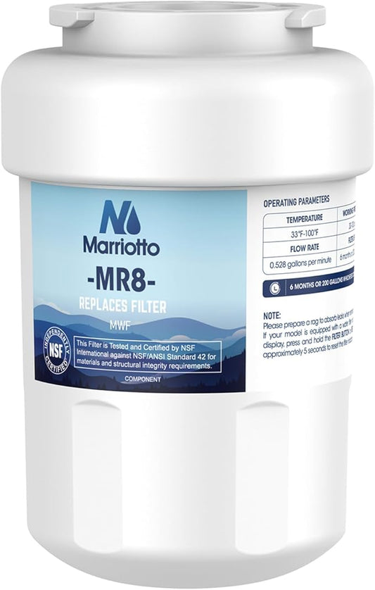 MARRIOTTO Smart Water Filters for Refrigerators NSF 42 Certified Cartridges Compatible with MWF, MWFA, MWFP, GWF, GWFA, 46-9991, HDX FMG-1, WFC1201, 1 Pack