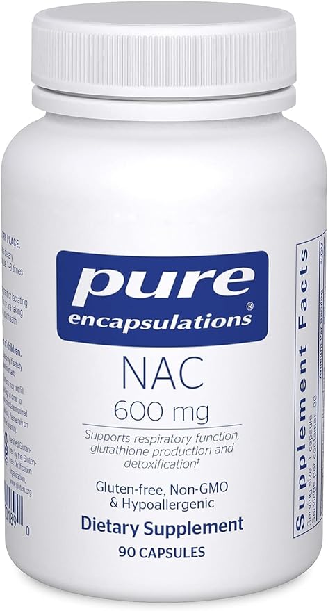 Pure Encapsulations NAC 600 mg - N-Acetyl Cysteine NAC Supplement for Lung Health & Immune Support, Liver Support & Antioxidants* - with Freeform N-Acetyl-L-Cysteine - 90 Capsules