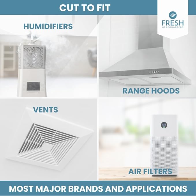 Extra Thick Activated Carbon Filter Sheet - Premium 16"W x 50"L Cut to Fit Air Filter - Ideal Use for Air Purifier, AC Vents, Range Hood, Litter Box and Compost Odor/VOC Control