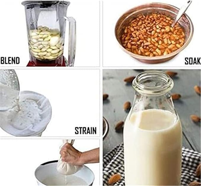 200 Micron Premium Fine Mesh Food Grade Nut Milk Bag for Almond Milk/Soy Milk/Yogurt/Juice - Fine Mesh Nylon Cheesecloth & Cold Brew Coffee Filter, 10" x 12" - Extra thick (1)