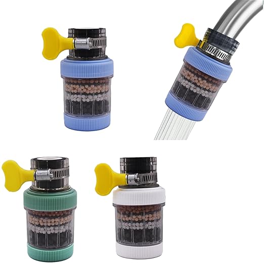 3 Pack Faucet Mount Filters, Faucet Water Filter with Activated Carbon Removes Chlorine Fluoride Heavy Metals Hard Water, Purifier Kitchen Tap Filtration for Home Kitchen Bathroom (Random Color)