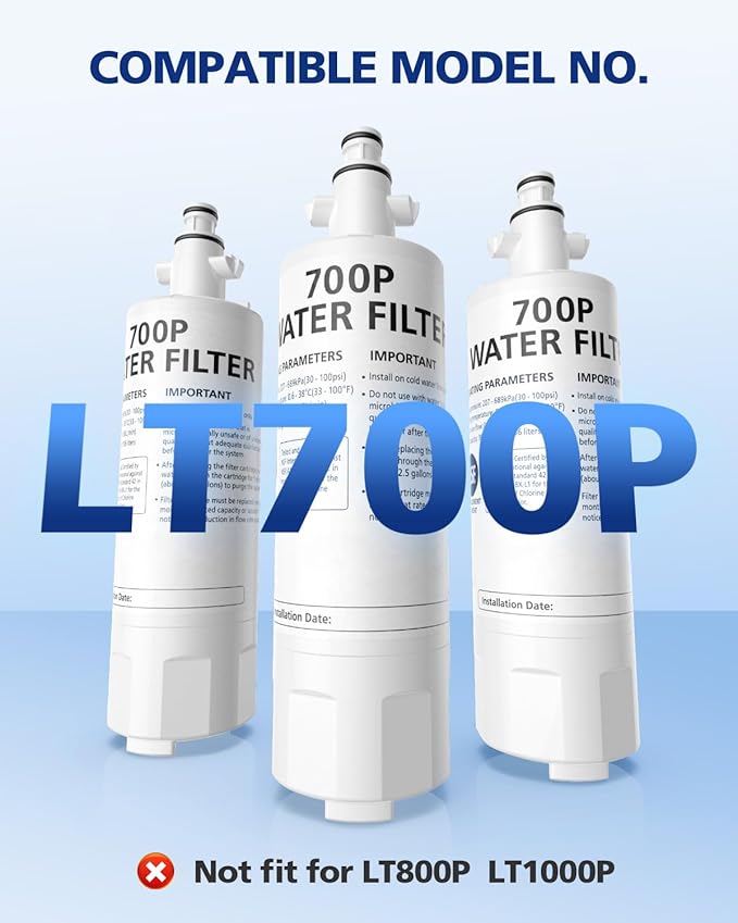 ADQ36006101 Water Filter Compatible With LG LT700P LT700PC Kenmore 9690, ADQ36006102 RFC1200A 46-9690 LFXS30766S Water Filter Replacement LT120F Fresh Air Filter 300 Gallon, 3 Pack