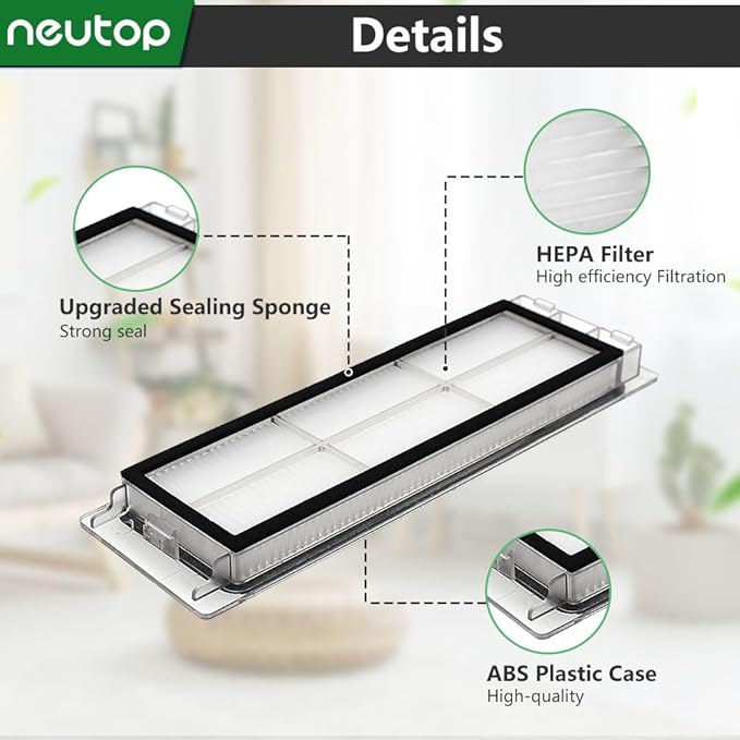 Neutop Replacement Filters Parts, Compatible with Roborock S6 MaxV/Pure, S6, S5, S5 Max, S4 Max, S4, E5, E4, E20, E25, E35, Robot Vacuums, 8-pack.