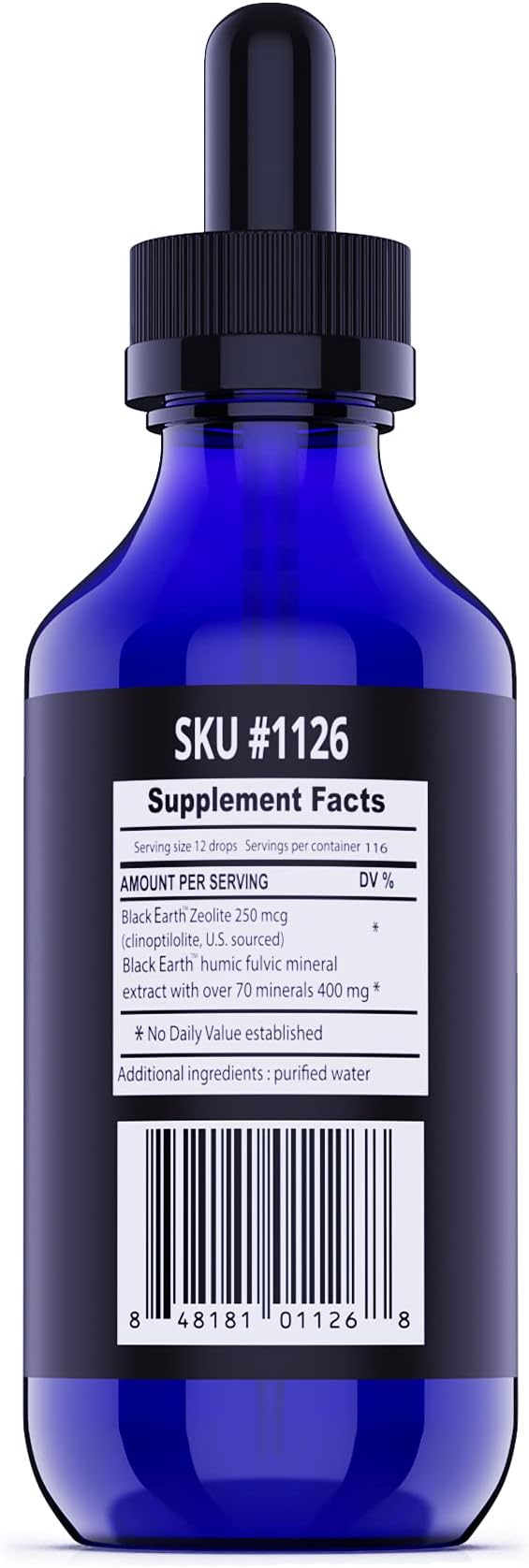 Black Earth Zeolite with Humic Fulvic Acids Trace Minerals for Adults and Kids for Detox, Gut Health and Immune Support - Value Size 4 Fl Oz Liquid Drops Supplement