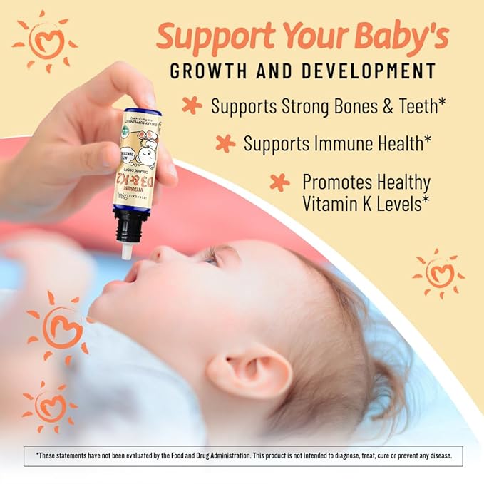 Legendairy Milk Organic Baby Vitamin D3 K2 Liquid Drops, 400 IU of Baby Vitamin D Drops for Infants - Vitamin D for Newborns, Toddlers, and Kids - Vegan, 90 Servings