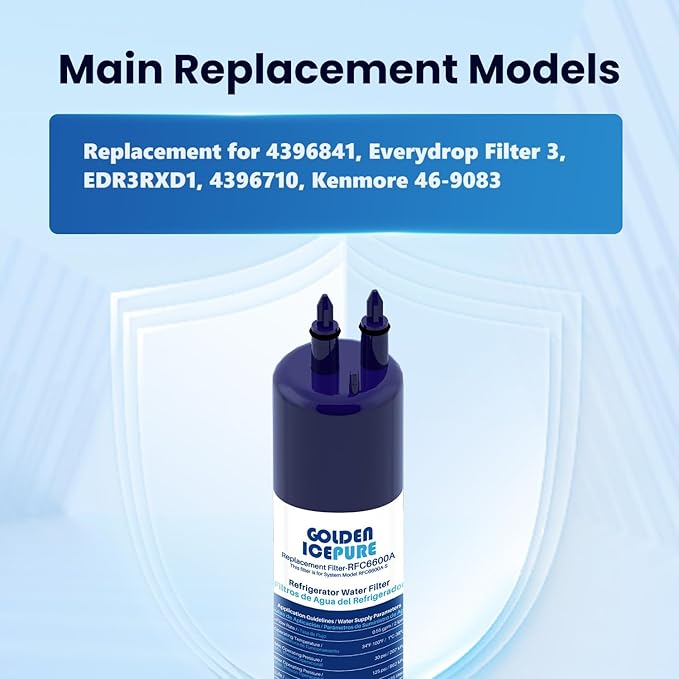 GOLDEN ICEPURE Replacement for EDR3RXD1, Kenmore 46-9083, 46-9030, Everydrop Filter 3, 4396841 4396710, Refrigerator Water Filter 4 Pack