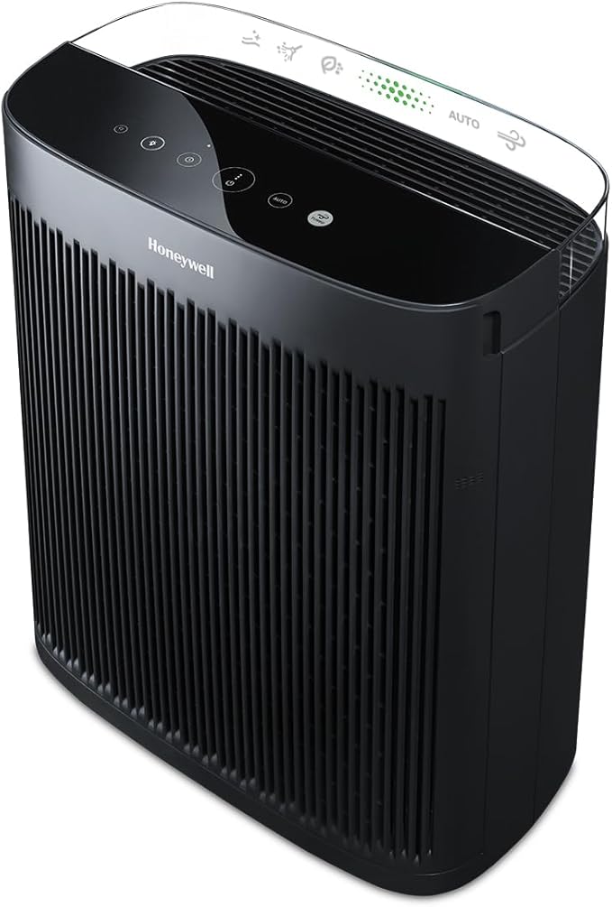 Honeywell Allergen Plus HEPA Air Purifier for Home Large Rooms up to 2400 Ft², Air Quality Monitor, Auto Mode, Reduces Allergens, Pollen, Pet Dander, Odors, Smoke, Black, HPA5300B