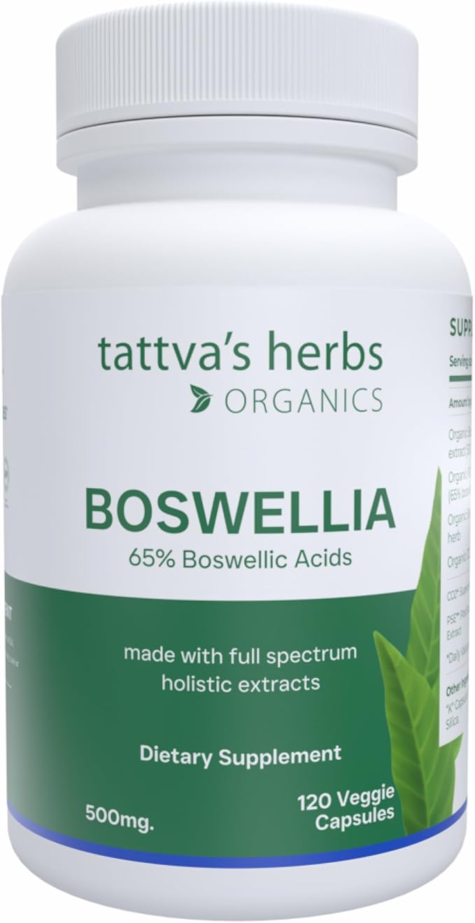 Tattva's Herbs Boswellia Serrata Supplement, Joint Support for Men & Women Supercritical (CO2) Extract 120 Count, 500 mg - 25 Years of Premium Service from
