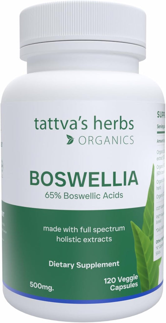 Tattva's Herbs Boswellia Serrata Supplement, Joint Support for Men & Women Supercritical (CO2) Extract 120 Count, 500 mg - 25 Years of Premium Service from