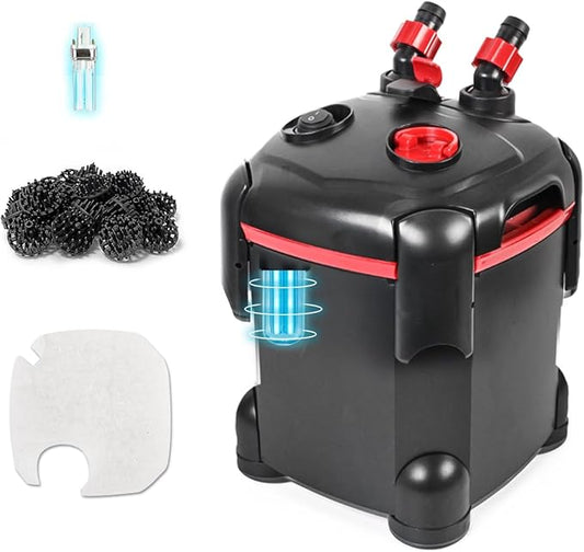 172GPH Canister Filter, External Aquarium Filter Ultra-Quiet Water Circulation Cleaning Machine with Media for Fish Tanks and Aquariums Up to 30 Gallons (172GPH)