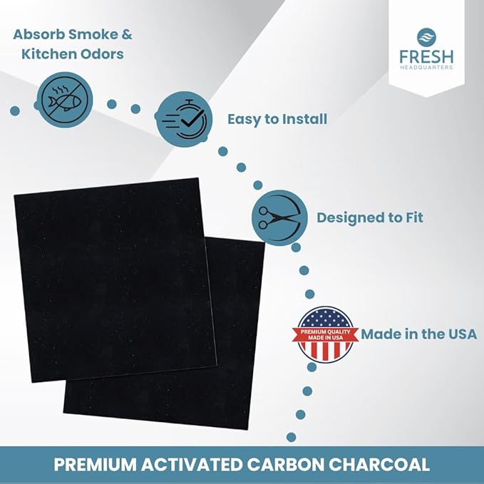 2-Pack Activated Carbon Charcoal Filters For Range Hood - Premium 11.5" x 11.5" Range Hood Filter Replacement for Zephyr Models - For Superior Air Filtration and Home Improvement