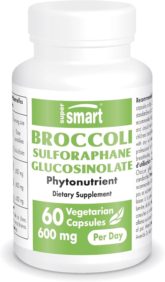 SUPERSMART - Broccoli Sulforaphane 300 mg - Standardized to 10% Sulforaphane Glucosinolate - Immune System Booster | Non-GMO & Gluten Free - 60 Vegetarian Capsules
