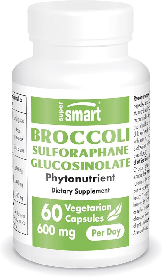 SUPERSMART - Broccoli Sulforaphane 300 mg - Standardized to 10% Sulforaphane Glucosinolate - Immune System Booster | Non-GMO & Gluten Free - 60 Vegetarian Capsules