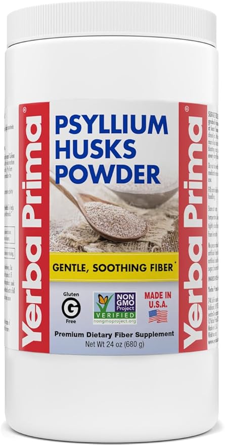 Yerba Prima Psyllium Husk Powder - 24 oz - Fine Ground, Unflavored, Sugar Free - Natural Fiber Supplement - Also for Baking - Contains Both Soluble & Insoluble Bulk for Regularity Support