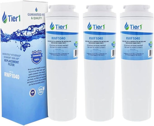 Tier1 UKF8001 Refrigerator Water Filter 3-pk | Replacement for Whirlpool Filter 4, EveryDrop EDR4RXD1, 4396395, Maytag UKF8001, FMM-2, UKF8001AXX-750, 469006, Fridge Filter