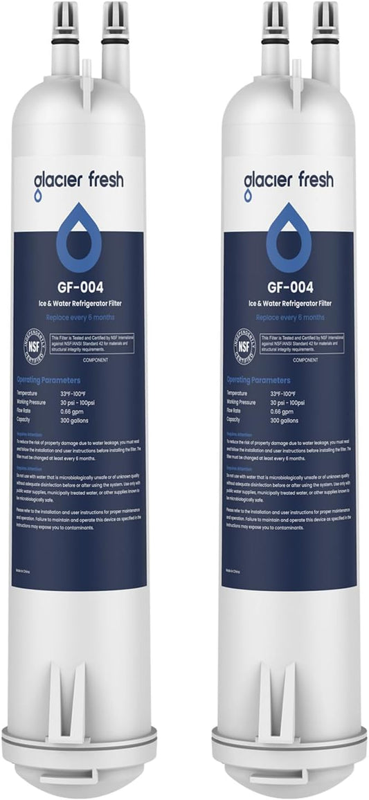 GLACIER FRESH EDR3RXD1 Refrigerator Water Filter, Compatible with 4396841, KAD3RXD1, WHR3RXD1, 4396841, 4396710, Filter 3, 46-9083,46-9030, 9030, 9083 Refrigerator Water Filter, 2 Pack