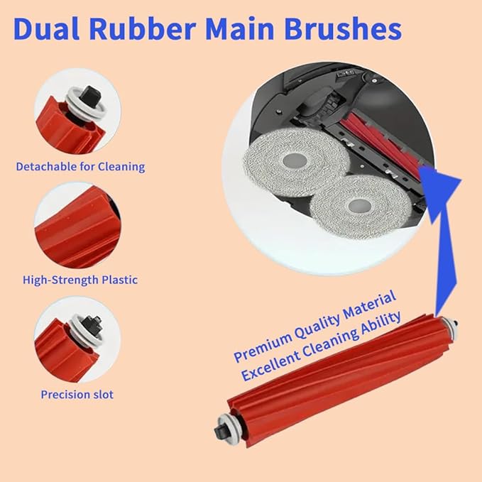 21 Pack Replacement Parts Compatible with Qrevo/P10【Not for Qrevo S/Qrevo Pro】 Robot Vacuum, Q Revo Accessory Replacement Kits with1 Rolling Brush,4 HEPA Filters,6 Dust Bags,6 Mop Pads,4 Side Brushes