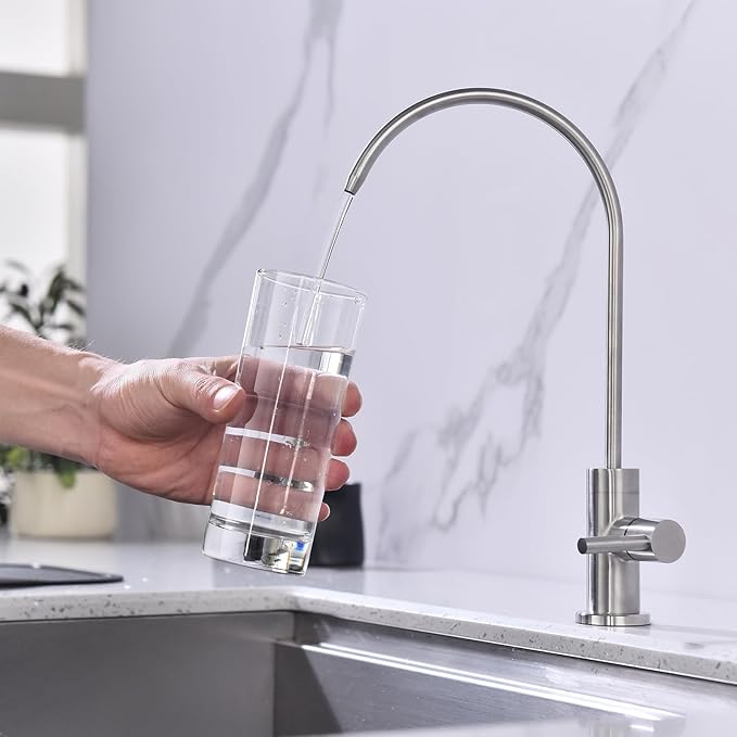 Drinking Water Faucet for Kitchen Sink SUS304 Stainless Steel Water Filter Faucet RO Reverse Osmosis Filtration Bar Sink Brushed Nickel, WF1-BN