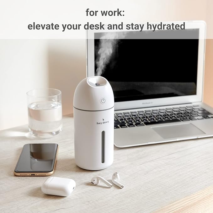 Hey Dewy Wireless, Rechargeable, Self-Care, Skin-Nourishing, Hydrating, Portable Cool Mist Humidifier (Pearl)