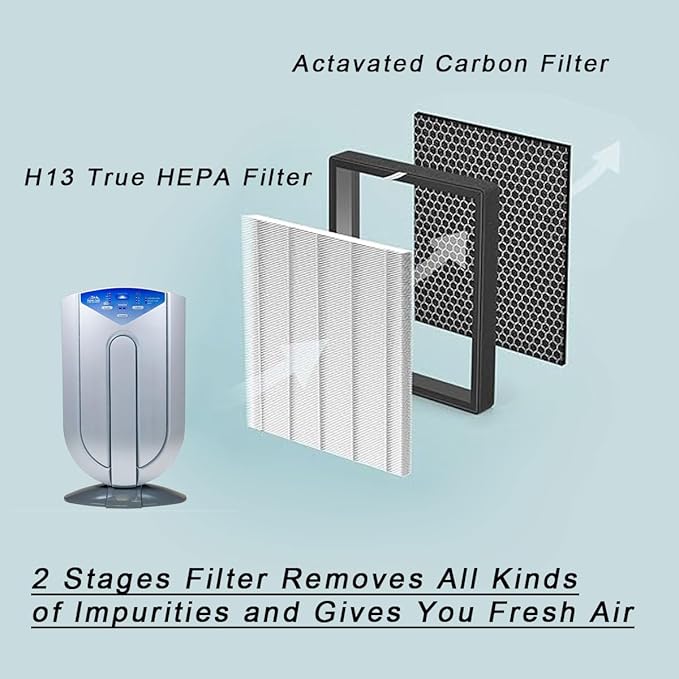 For XJ-3800 True HEPA Replacement Filter Compatible with Surround Air Intelli-Pro XJ-3800 Air Purifier, 2-in-1 H13 HEPA & Carbon Filter for Home Air Cleaner (1 Pack)