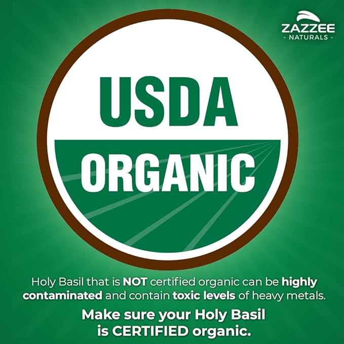 Zazzee Extra Strength Astragalus Root and Extra Strength USDA Organic Holy Basil Tulsi Extract