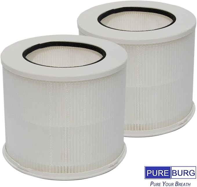 PUREBURG 12020 Replacement HEPA Filters Compatible with Clorox 11020 11021 Tabletop True HEPA Air Purifier,2-Pack H13 HEPA Air Clean