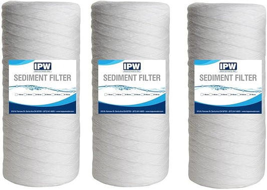 IPW Industries Inc. | 3-Pack 5-Micron String Wound Filter - Whole House Water Filter for 3M Aqua-Pure AP814, Pentek WP5BB97P, WPX5BB97P, and WP5BB975