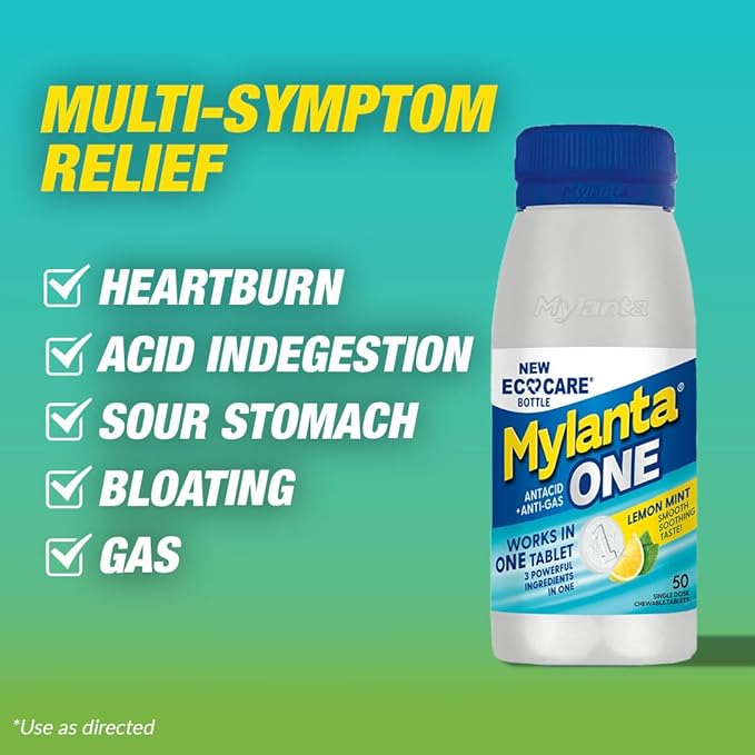Mylanta One, Lemon Mint Flavor, 50 Count, EcoCare PCR