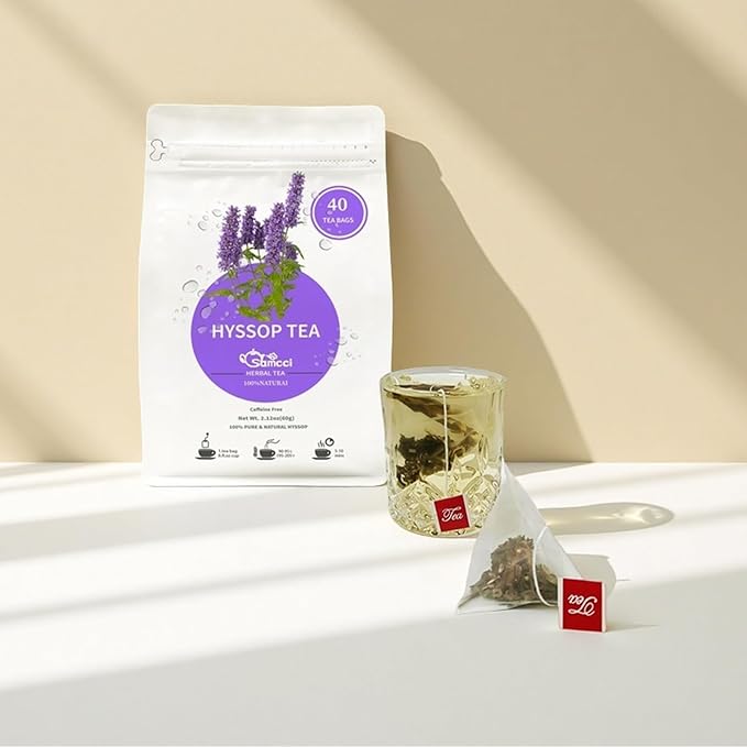Samcci - Hyssop Tea, 40 Teabags, 1.5g/bag - Premium Hyssop Tea bags - No Additives - No Preservatives - Support Digestion & Promote Relaxation