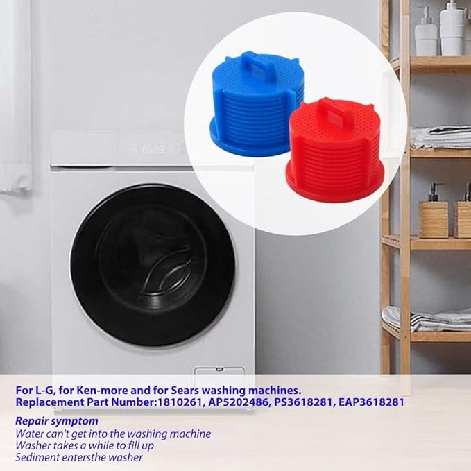 4-Pack AG*M73269501 Washer Water Inlet Valve Filter Screen Compatible for LG Washing Machine WM8000HWA/00, WM9000HWA/00, WM2250CW-ABWEEUS, WM4370HKA/00, WM8100HWA/00 Models