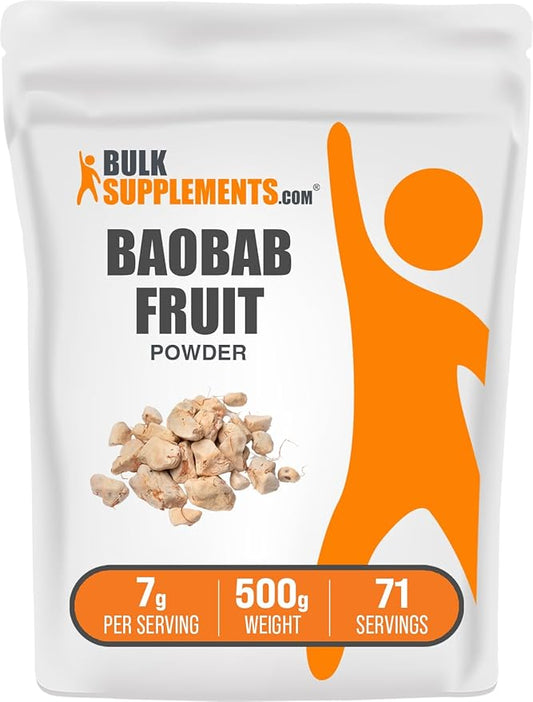 BulkSupplements.com Baobab Fruit Powder - Baobab Supplement, Antioxidant Supplement - Gluten Free, 7g per Serving, 500g (1.1 lbs) (Pack of 1)