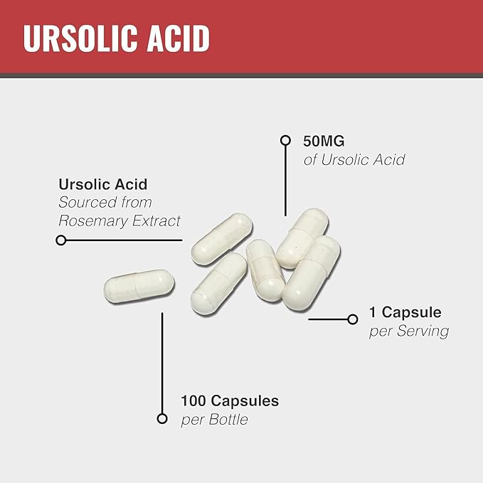 MAAC10 Ursolic Acid 50mg (100 Capsules 3X for 150mg 33-Day Serving) | Sourced from Rosemary Extract | Third-Party Lab Tested | AMPK & Sirtuin Activator