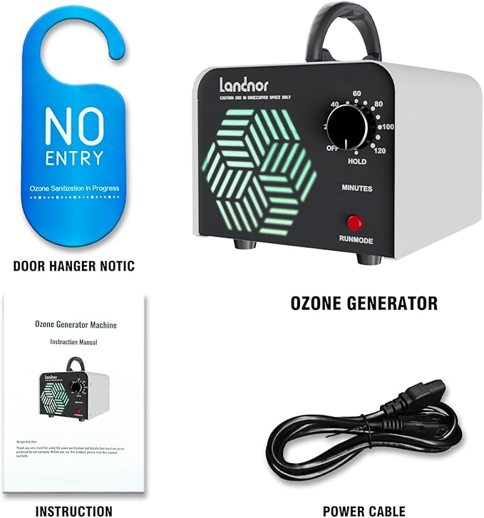 Ozone Generator 90,000mg/h for Up to 6,000 Sq Ft, High-Capacity Commercial Ozone Machine with Timer, Portable Air Purifier & Deodorizer for Home, Basement, Smoke, Pets, Car, Office