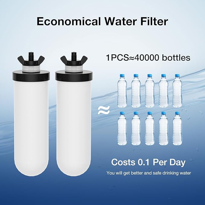 8.46-Inch 3-stage filtration Ceramic Purification Elements NSF/ANSI 42&372 Certified,Replacement for Berkey® BB9-2® PF-2® Filter Element ProOne® Berkey® Big+ Gravity Water Filter System(4Pack)
