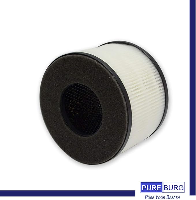 PUREBURG Replacement Filters Compatible with PARTU & Slevoo BS-03 Air Purifier,2-Pack H13 True HEPA 3-Stage Filtration Activated Carbon Air Clean Dust VOCs Odor
