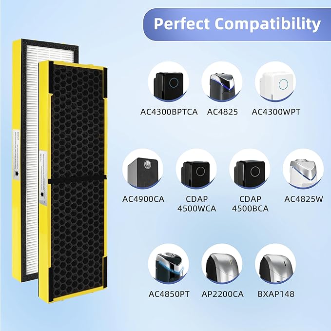 【Upgraded】 FLT4825 HEPA Filter B Pet Replacement Compatible with G-Guardian Air Purifier AC4825 AC4825E AC4300 AC4800 AC4900 AC4850,2 True H13 HEPA with Activated Carbon Filter+8 Pre-Filters,#FLT4825