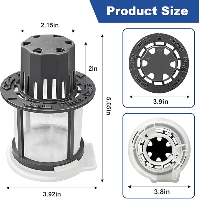 WD49X24057 Dishwasher Ultra Fine Filter Kit-Dishwasher Filter Replacement- Replacement Parts: WD12X10416, WD12X20107, WD12X21976, WD12X22560, WD12X23736, WD12X20340, WD12X21676, WD12X20549