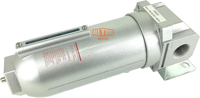 1" NPT SUPER DUTY Industrial Grade Particulate Filter/Water Trap For Air Compressor Compressed Air Lines, 5u With Metal Bowl (MANUAL DRAIN)