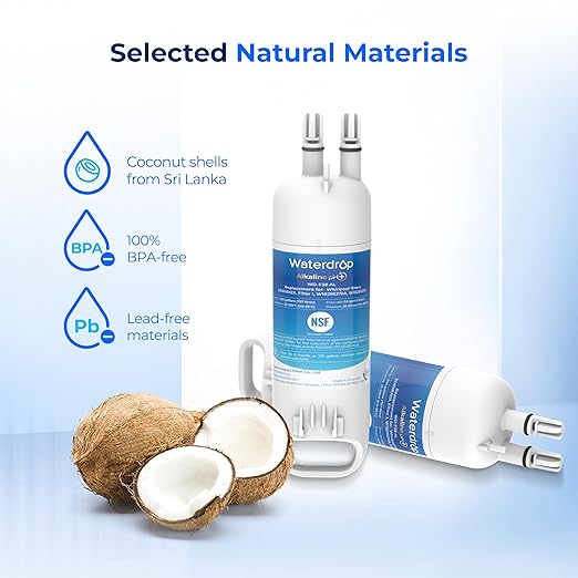 Waterdrop 𝐀𝐥𝐤𝐚𝐥𝐢𝐧𝐞 W10295370A Replacement for Everydrop® Filter 1, EDR1RXD1, EDR1RXD1B, P8RFWB2L, P4RFWB, Kenmore® 46-9081, 46-9930, WD-F38, 𝐄𝐧𝐡𝐚𝐧𝐜𝐞𝐬 𝐩𝐇 Refrigerator Water Filter