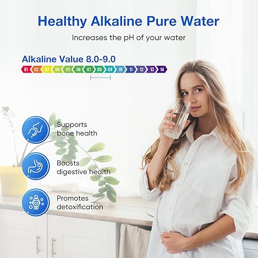 Purewell 7-Stage 0.01μm Ultra-Filtration Alkaline Water Filter System with 4 Filters, Metal Water Level Spigot and Stand, 304 Stainless Steel, Reduce Fluoride & Chlorine, pH 8-9, 2.25G, PW-OB-FT