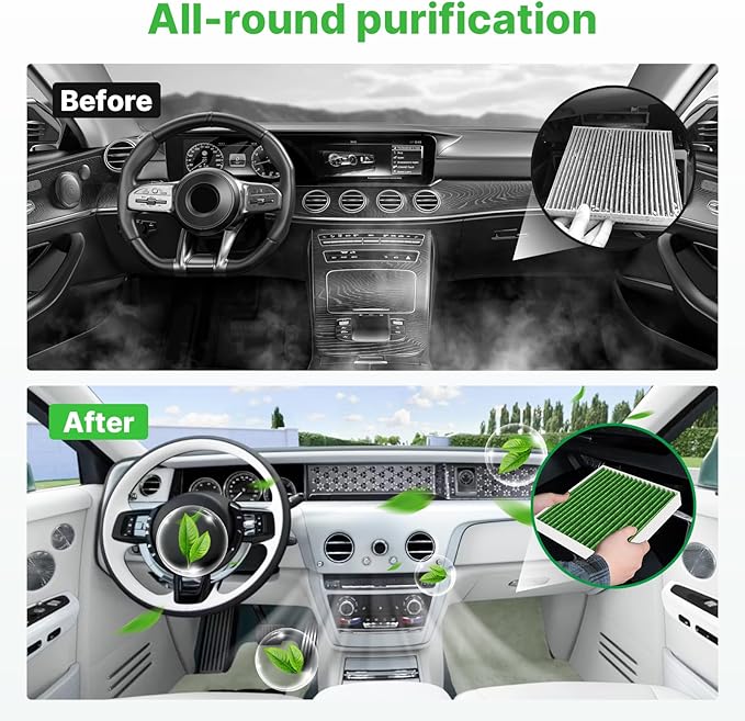 2-Pcs Cabin Air Filter with Activated Carbon for Hyundai Palisade 2020 2021 2022 2023 2024 2025 Cabin Filter for Car Replacement for 97133-S8000 CF12936 Automotive Accessories