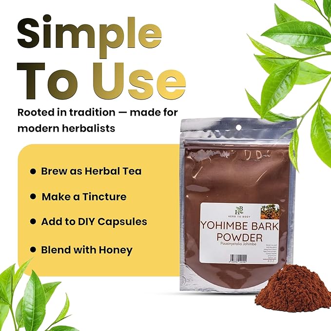 Yohimbe Bark Powder – 4 oz, Wildcrafted Dried Yohimbe Powder Sourced from Africa for Herbal Tea and Traditional Uses