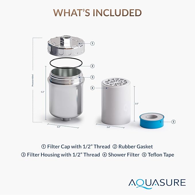 Aquasure 10,000 Gallons High Capacity Shower Filter For Healthier Hair, Skin & Nails | Improves Dry Itchy Skin, Reduce Dandruff, Eczema, Protect Colored Hair (White)
